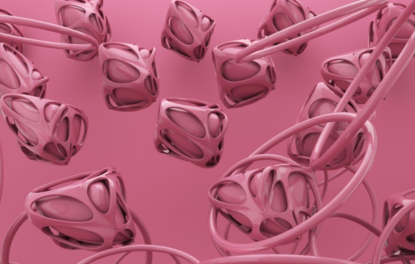 Абстрактные розовые квадраты с кольцами 