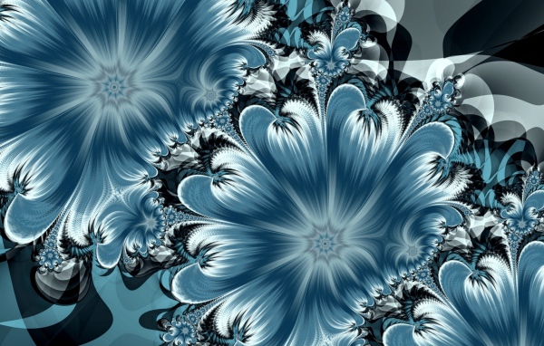 Красивый абстрактный синий цветок с узорами 