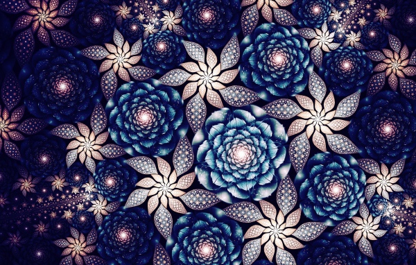 Красивые абстрактные цветы с неоновым свечением