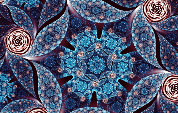 Красивый фрактальный цветок с длинными лепестками 