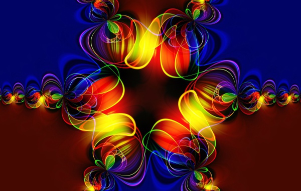 Красивый разноцветный симметричный цветок