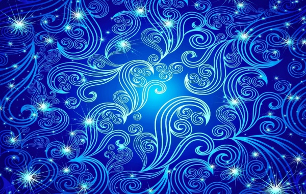 Красивые неоновые волны на голубом фоне 