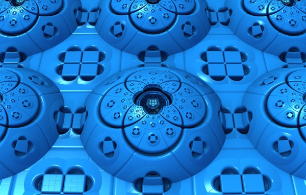 Голубые фрактальные цветочные узоры