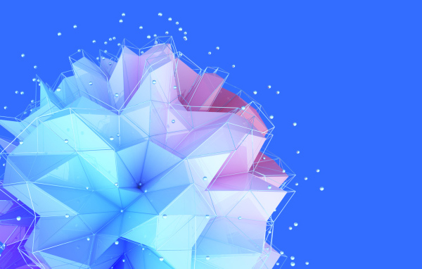 Голубой геометрический цветок на синем фоне 