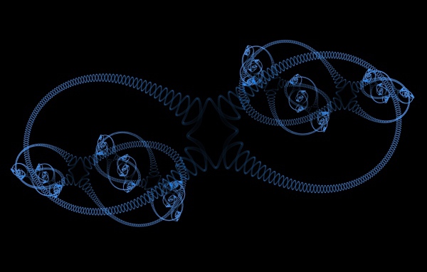 Голубые спирали на черном фоне