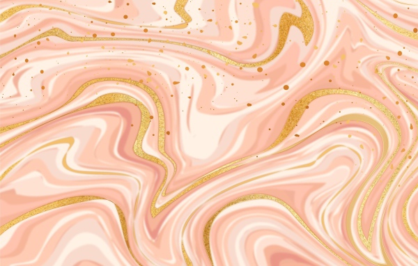 Размытые волны  розовой, белой и золотой  краски 