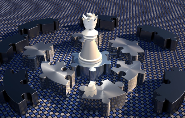 Шахматная фигура королева с пазлами 3д графика