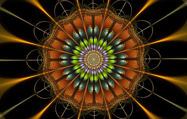 Цифровой цветок мандала крупным планом