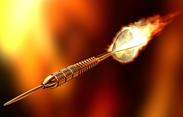 Дротик для дартс с огненным наконечником 3д графика