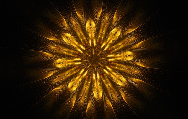 Золотой цветок мандала на черном фоне