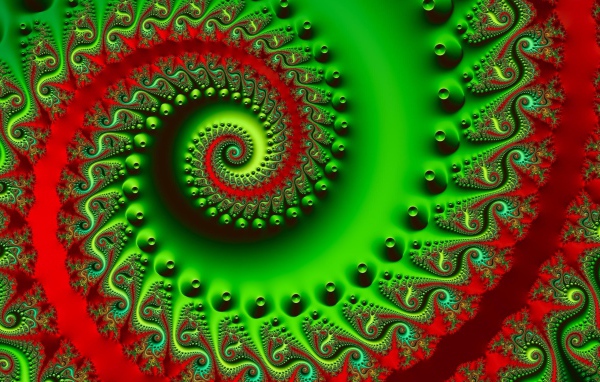 Зелено-красная абстрактная спираль 
