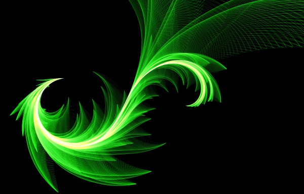 Зеленый волнистый абстрактный узор на черном фоне