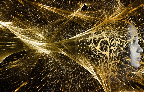 Лицо человека разрушается на волны