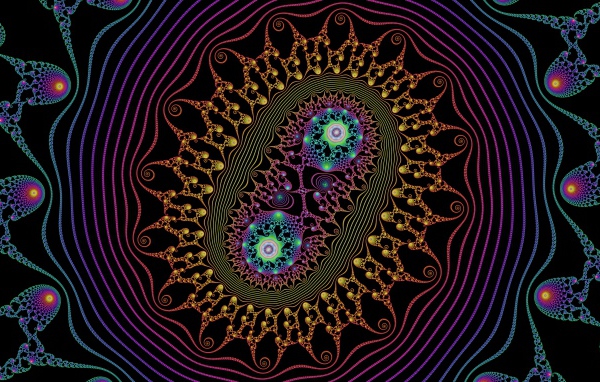 Разноцветный узор с бактериями на черном фоне