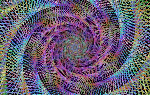 Разноцветный спиральный фрактальный рисунок