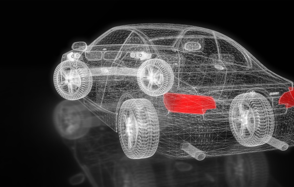 Трехмерная модель автомобиля на черном фоне