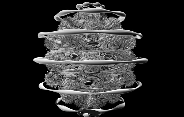 Белый фрактальный рисунок на черном фоне