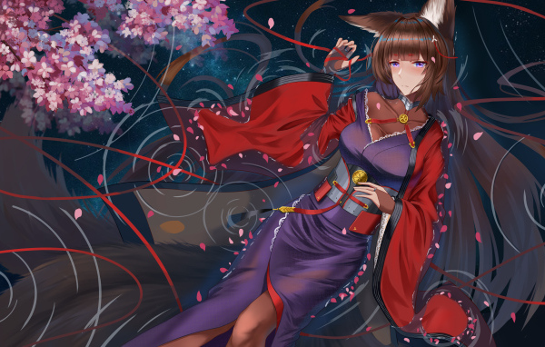 Девушка аниме Amagi с длинными волосами