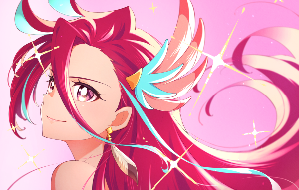 Девушка с длинными розовыми волосами аниме  Pretty Cure!