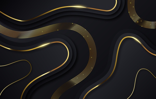 Черный фон с золотыми волнами 