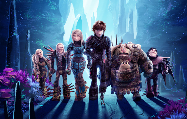 Красивый красочный постер мультфильма Как приручить дракона 3