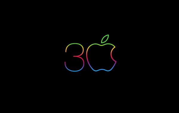 Неоновый значок apple на черном фоне 