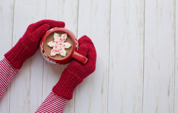 Чашка чая с печеньем в руках девушки 