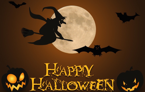 Страшная мистическая  открытка на праздник Хэллоуин