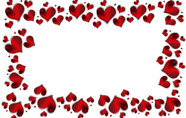 Many red hearts on a white background