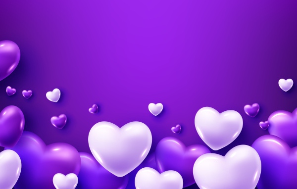 Белые сердечки на фиолетовом фоне
