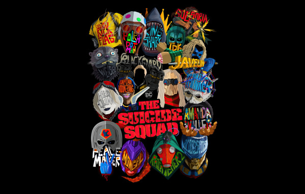 Постер на черном фоне фильм  Отряд самоубийц: Миссия навылет, 2021