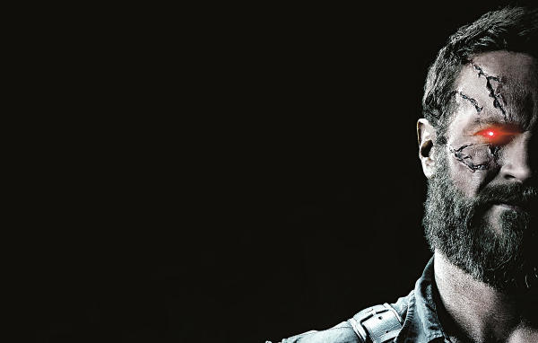 Кано персонаж фильма Мортал Комбат на черном фоне