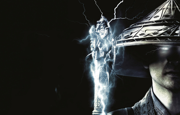 Райдэн на черном фоне персонаж фильма Мортал Комбат , 2021