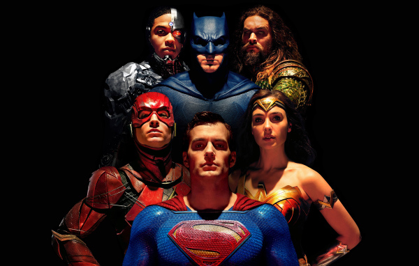 Супергерои на черном фоне фильм Лига справедливости Зака Снайдера