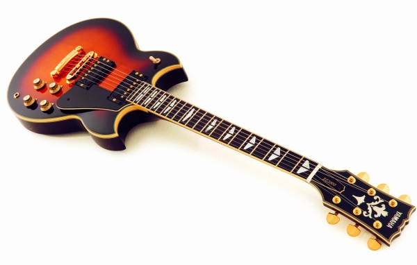 Дорогая гитара на белом фоне 