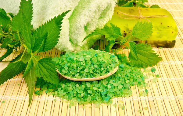 Зеленая морская соль, красива и полотенце для SPA