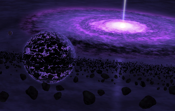 Полет метеоритов у черной дыры