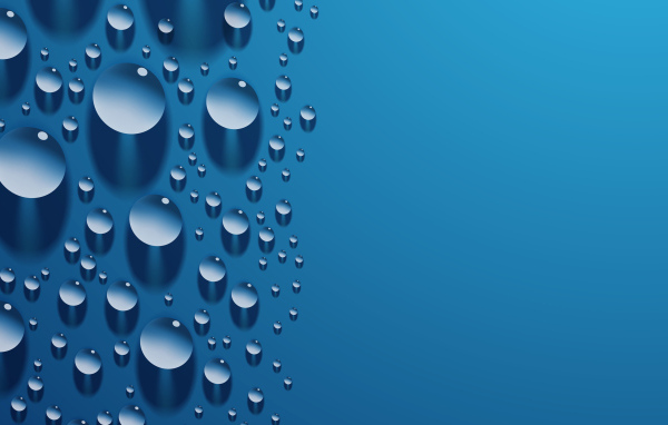 Капли 3д на голубой поверхности