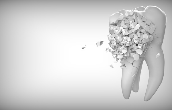 Зуб 3д рассыпается на кусочки