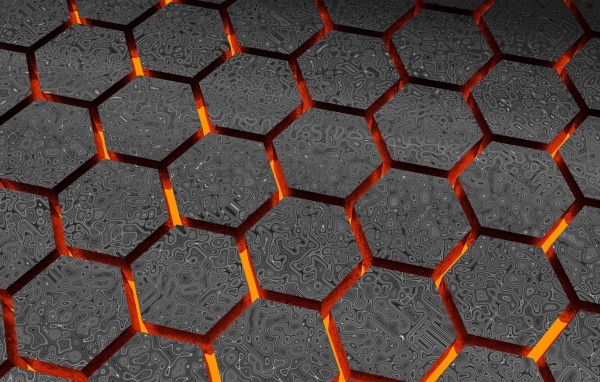 Абстрактные шестиугольники с лавой