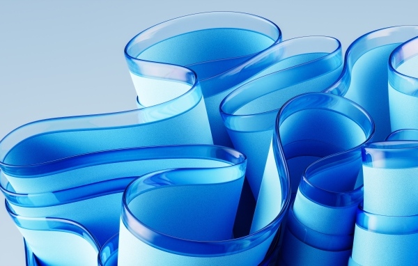 Абстрактный волнистый голубой узор на сером фоне