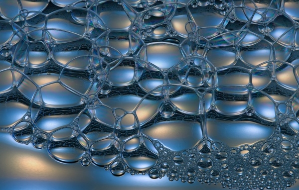 Пузыри воздуха на сером фоне, 3д графика