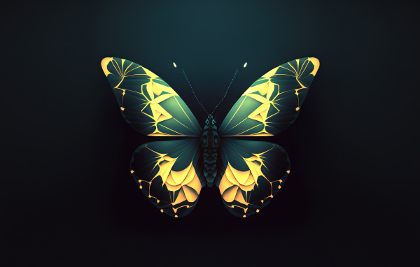 Красивая бабочка на черном фоне 3д графика