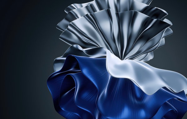 Синий и серебристый узор на сером фоне