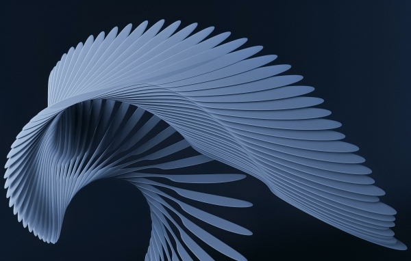 Голубой узор с перьями 3д графика