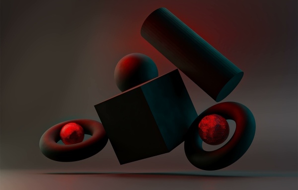 Геометрические 3д фигуры парят в воздухе