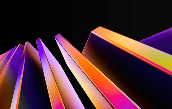 Геометрические неоновые фигуры на черном фоне