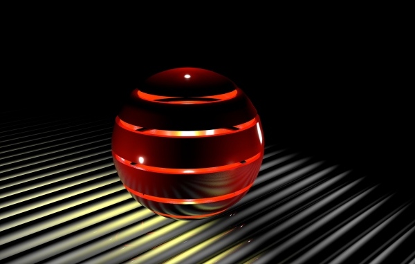 Светящийся 3д шар на черной решетке