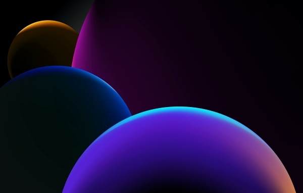 Большие разноцветные абстрактные шары на черном фоне