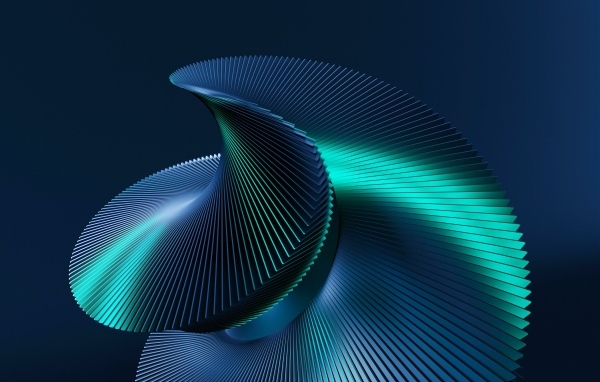 Металлическая спираль на черном фоне 3д графика